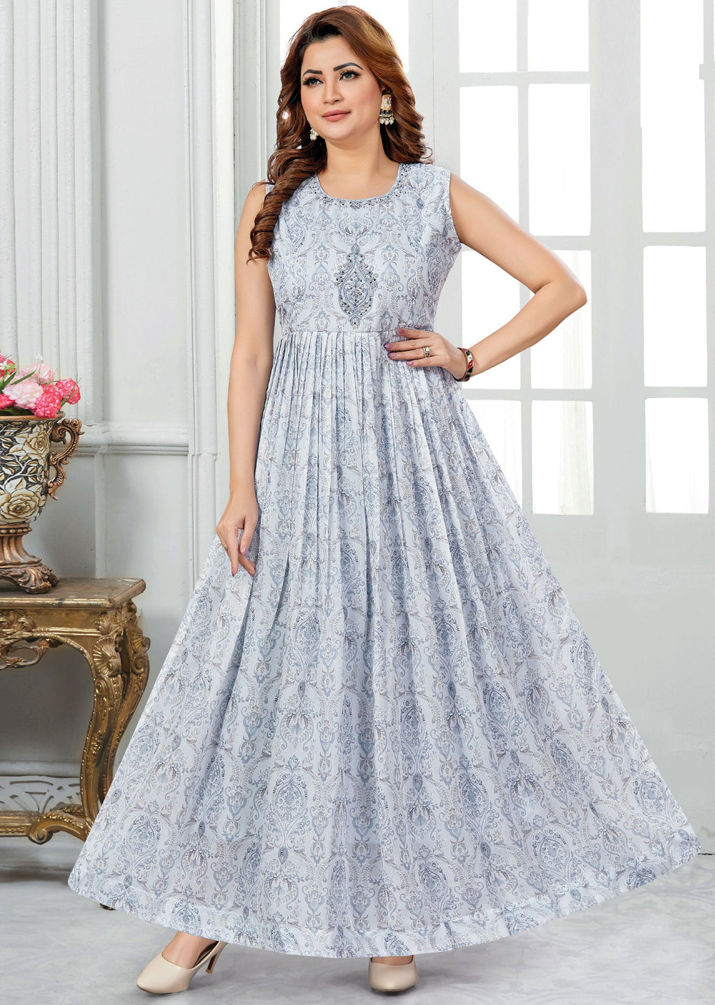 Light Blue Georgette Long Dress