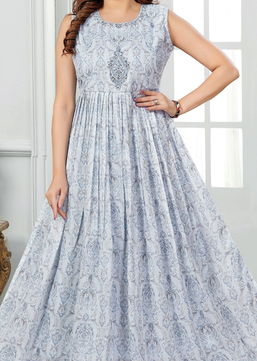 Light Blue Georgette Long Dress