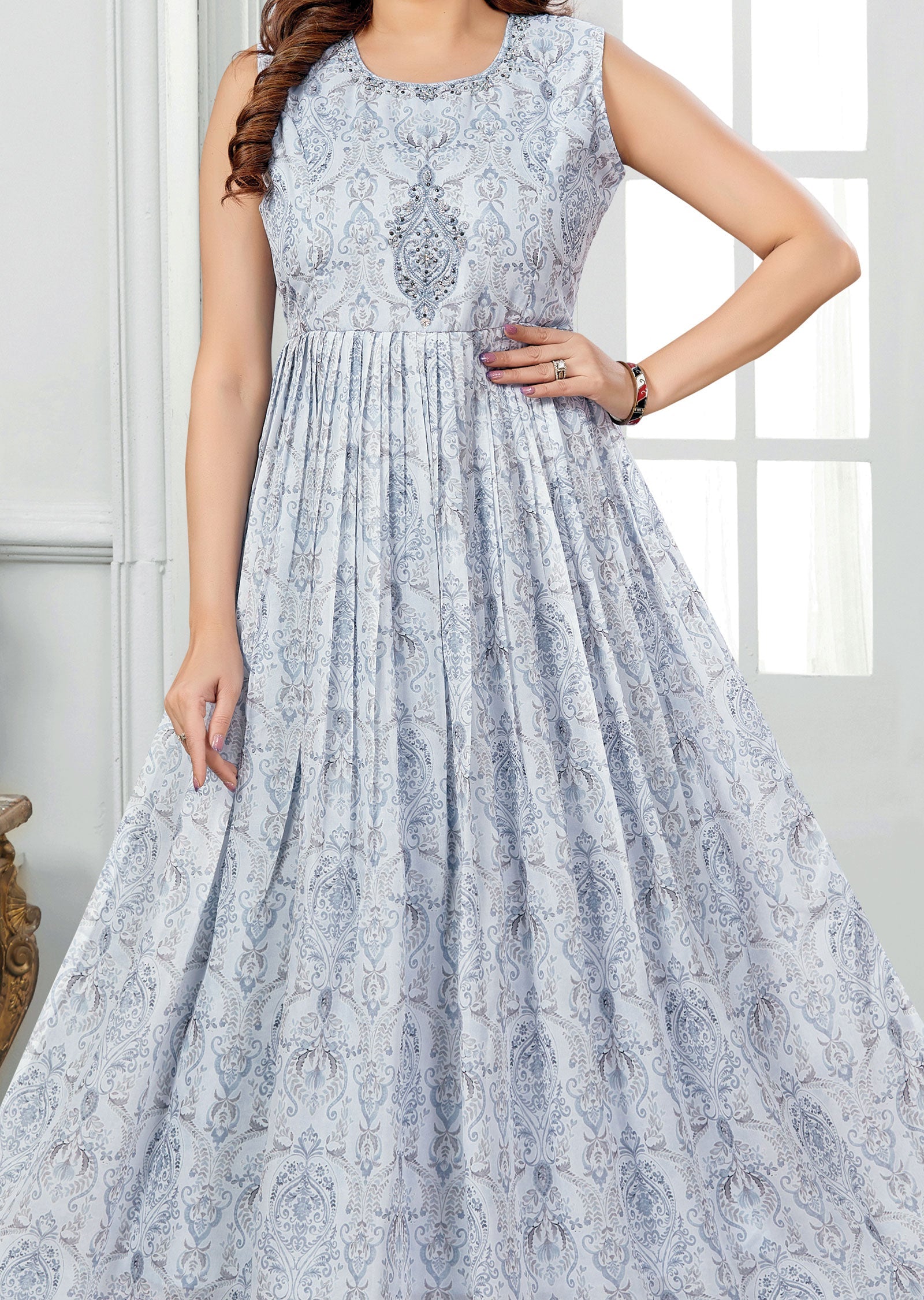 Light Blue Georgette Long Dress