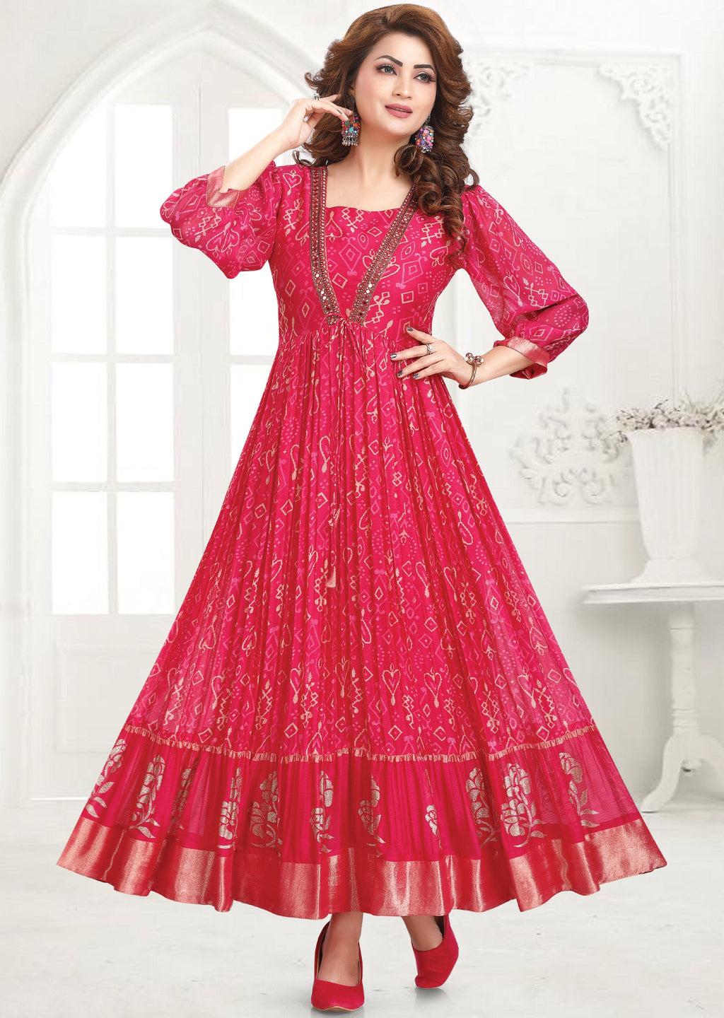 Rani Pink Chiffon Long Dress