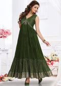 Olive Green Silk Long Dress