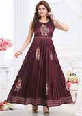 Wine Silk Long Dress