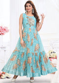 Sea Green Brasso Chiffon Long Dress
