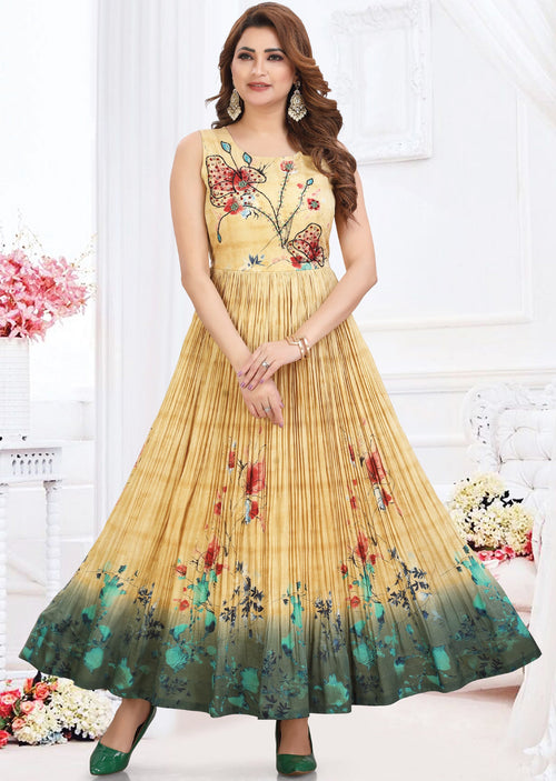 Beige Silk Long Dress