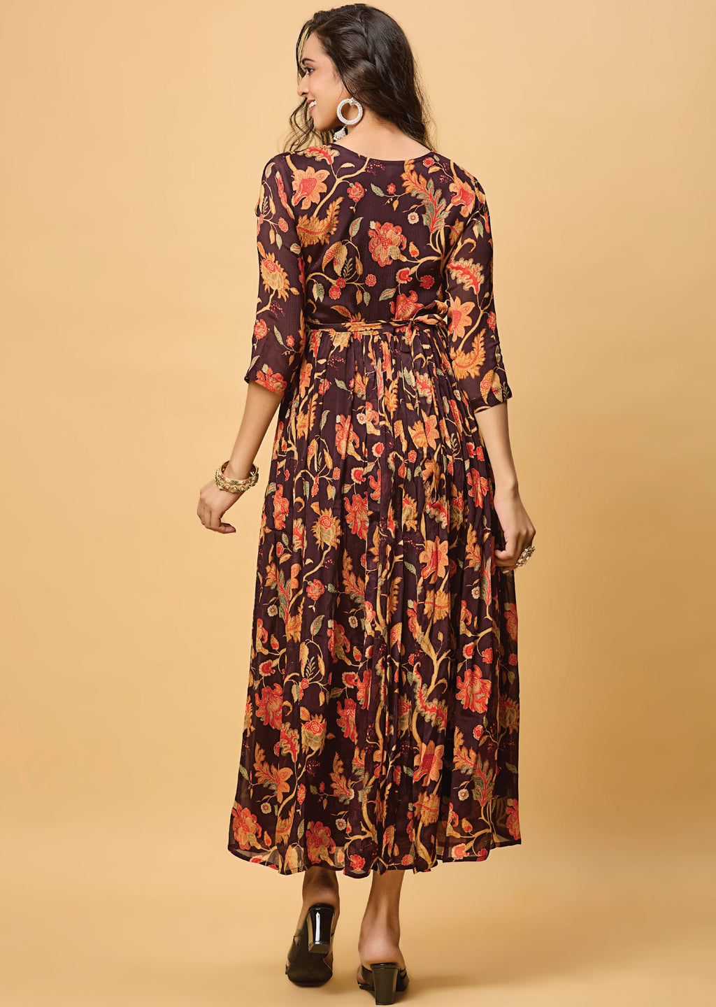 Wine Chinnon Long Dress