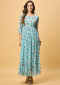 Sea Green Georgette Long Dress