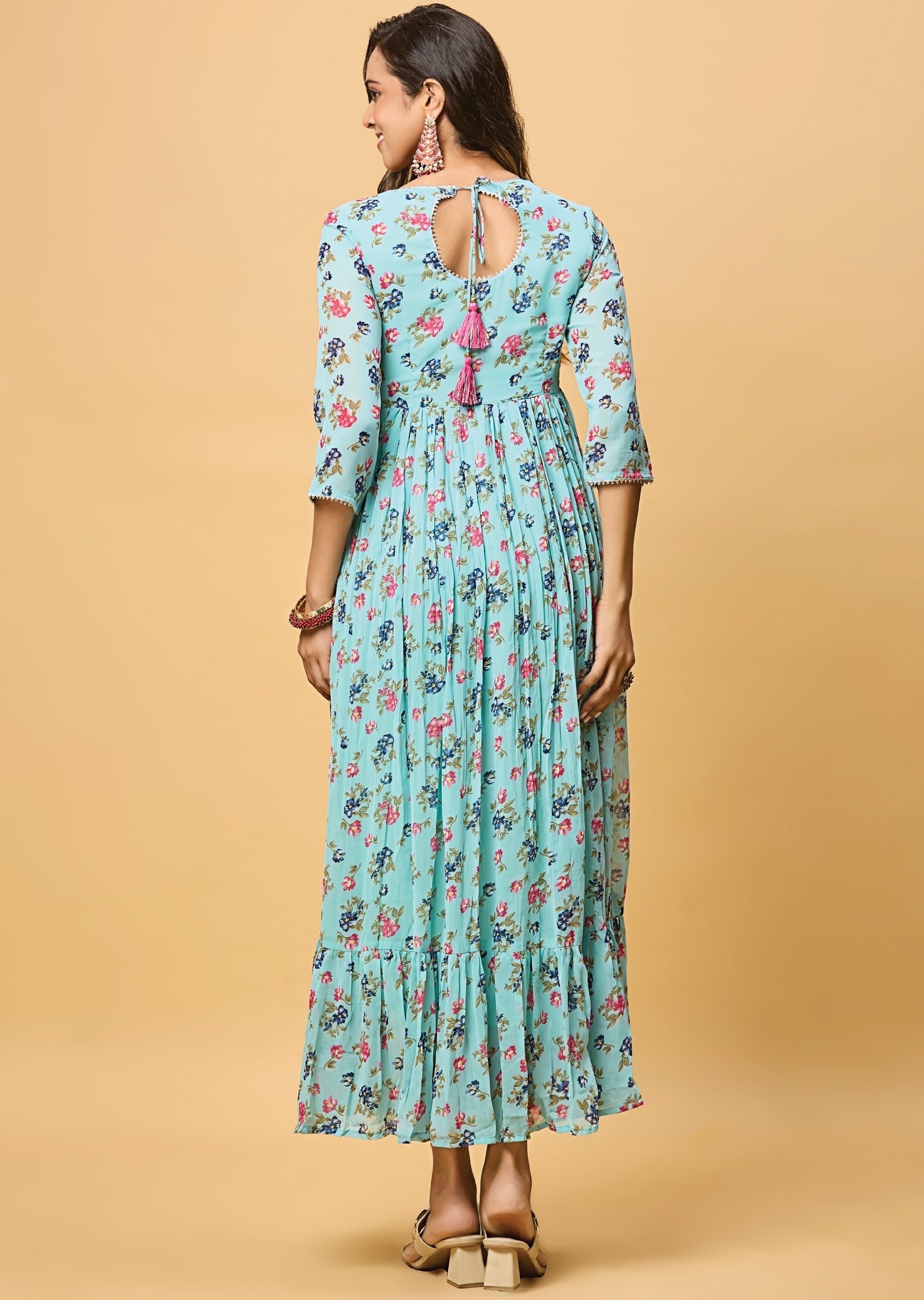 Sea Green Georgette Long Dress