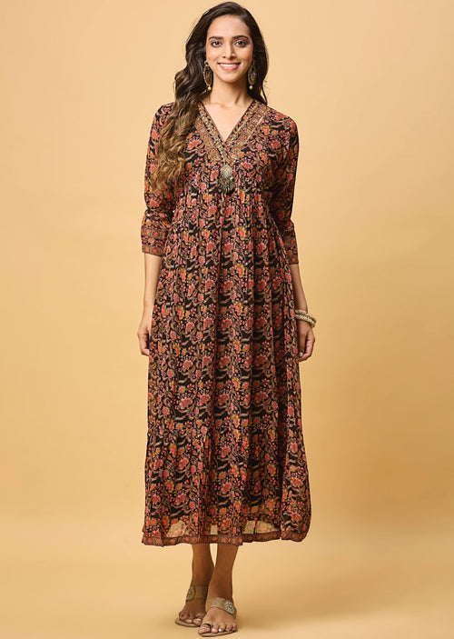 Black Georgette Long Dress