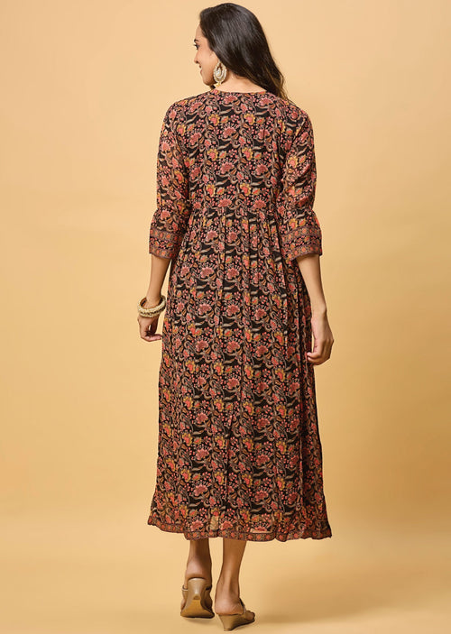 Black Georgette Long Dress