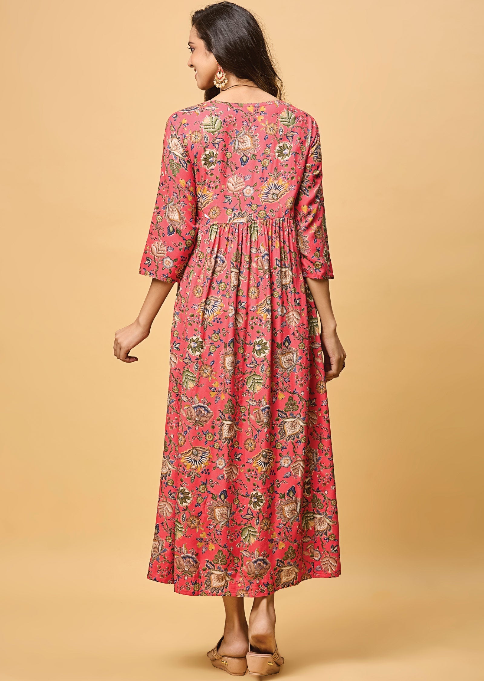 Dark Pink Reyon Long Dress