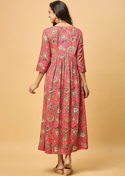 Dark Pink Reyon Long Dress