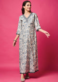 Grey Modal Silk Long Dress