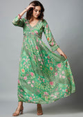 Green chinnon Long Dress