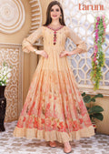 Peach Georgette Printed Long Dress