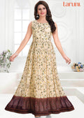 Dark cream Georgette Printed Long Dress