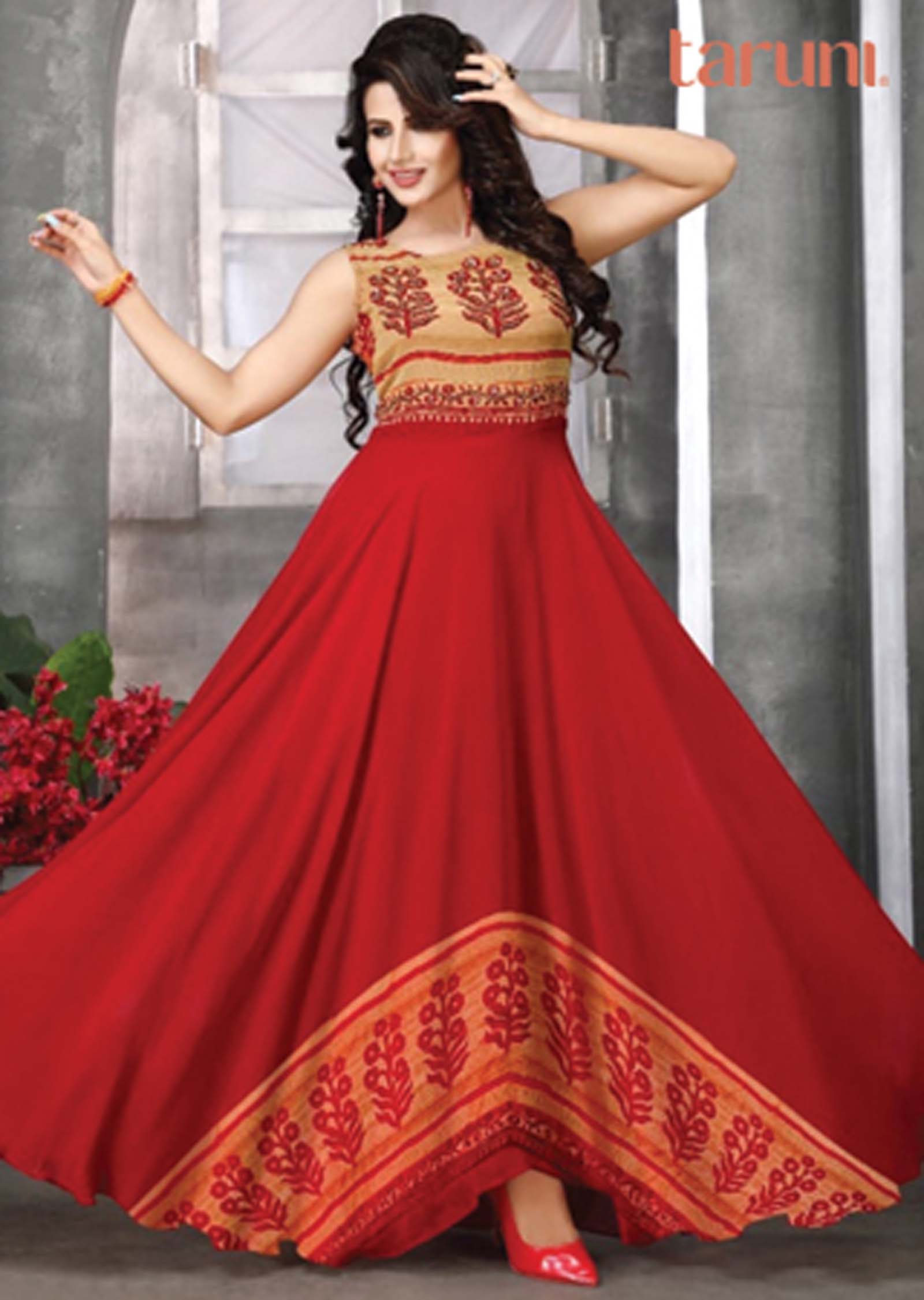 Maroon georgette Long Dress