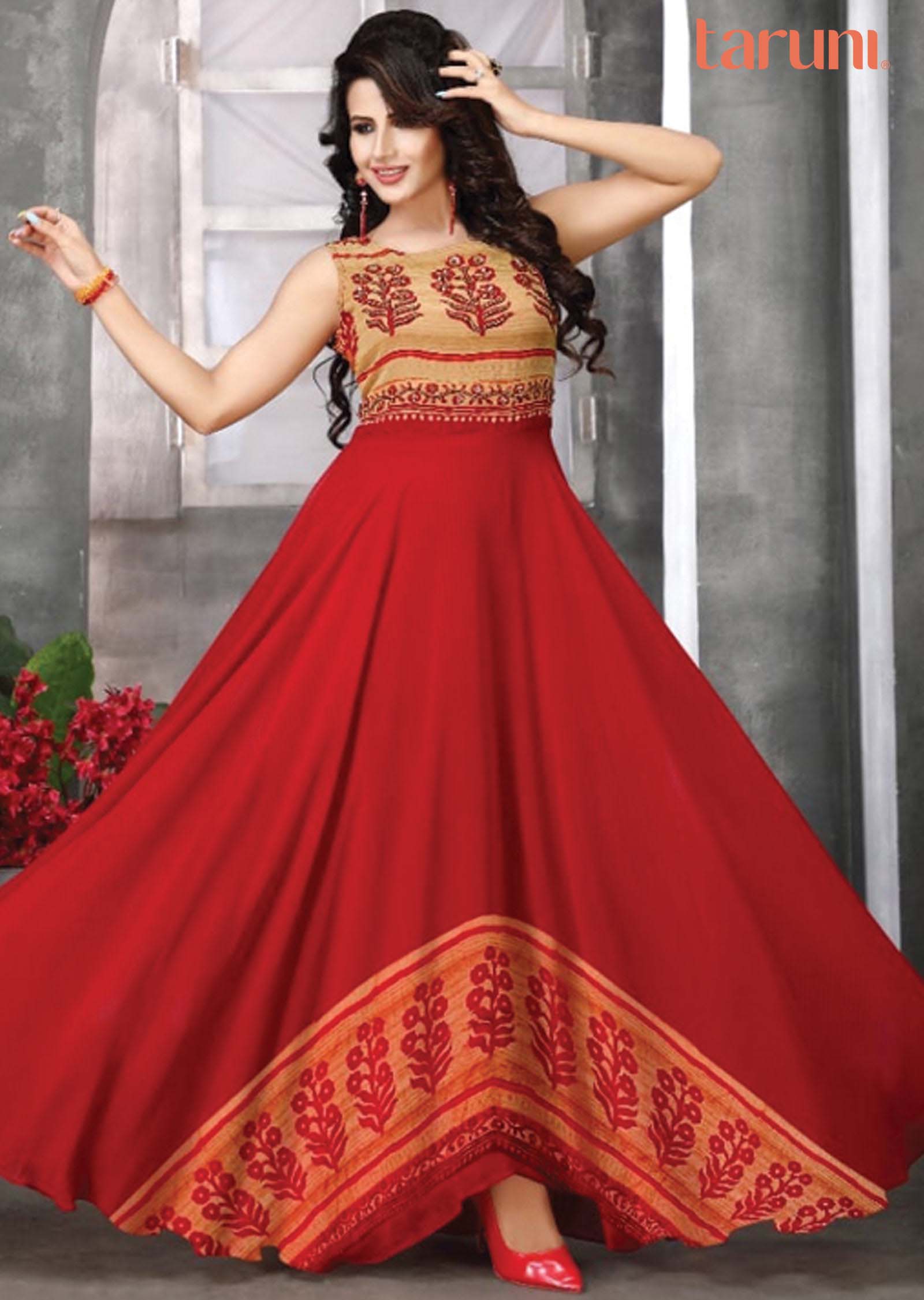 Maroon georgette Long Dress