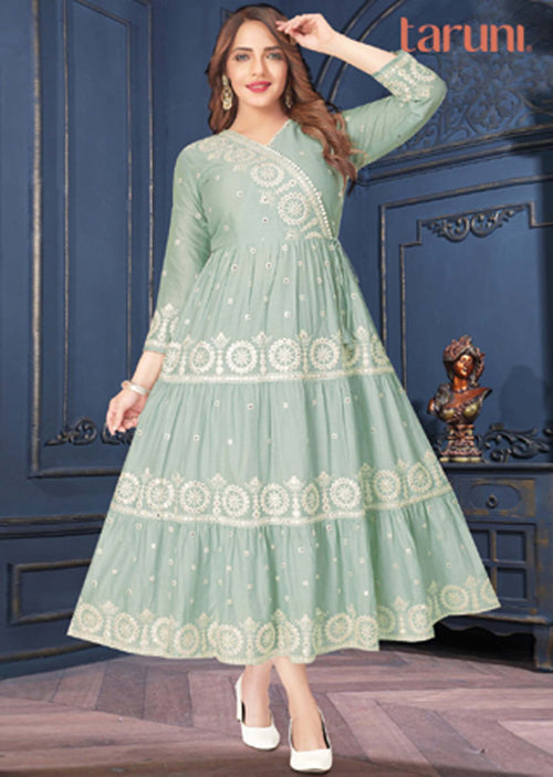 Dusty Green Cotton Long Dress