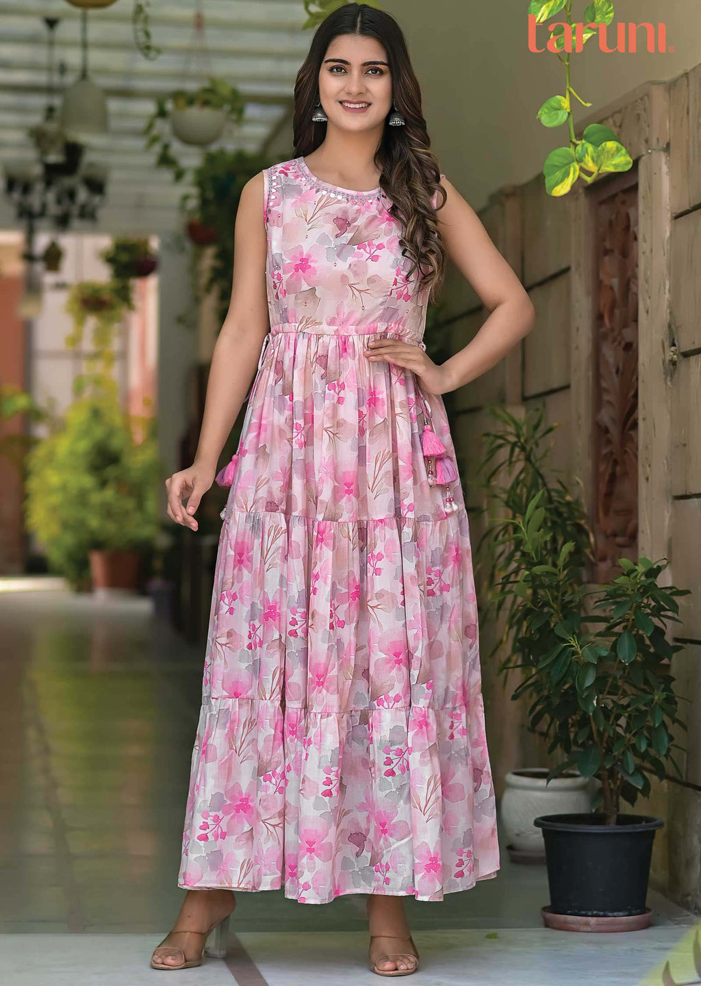 Light Peach Cotton Long Dress