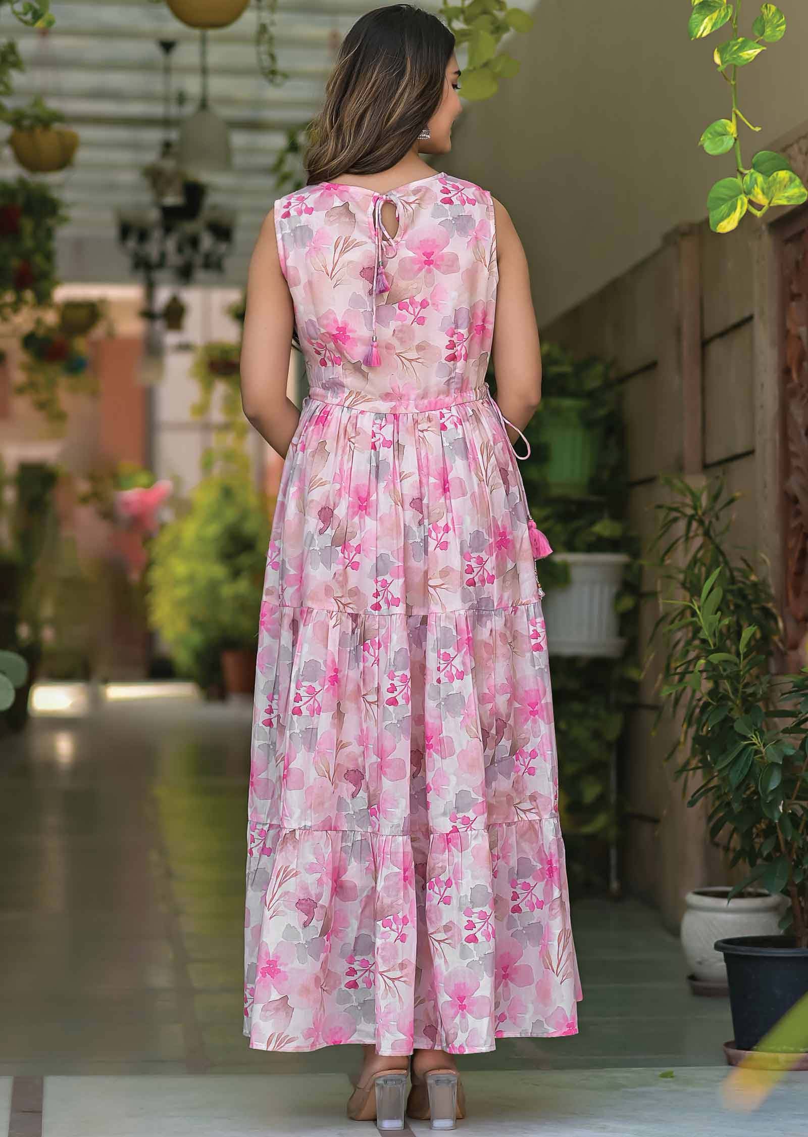 Light Peach Cotton Long Dress