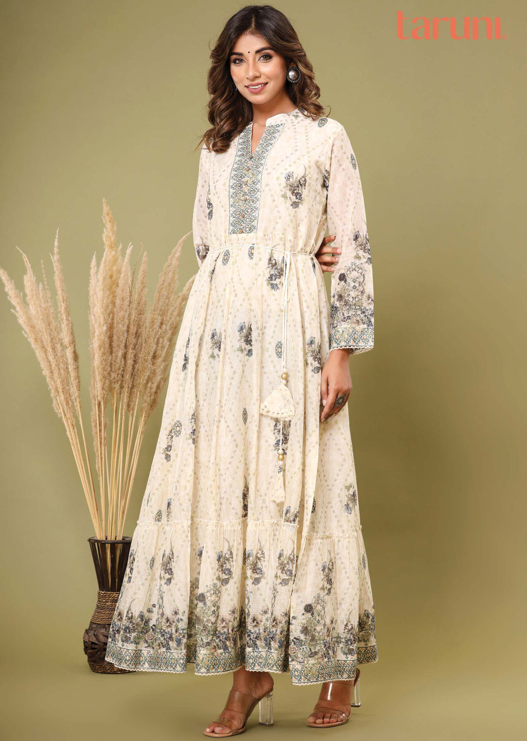 Cream Cotton Long Dress