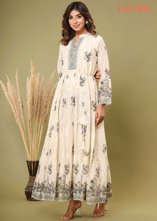 Cream Cotton Long Dress