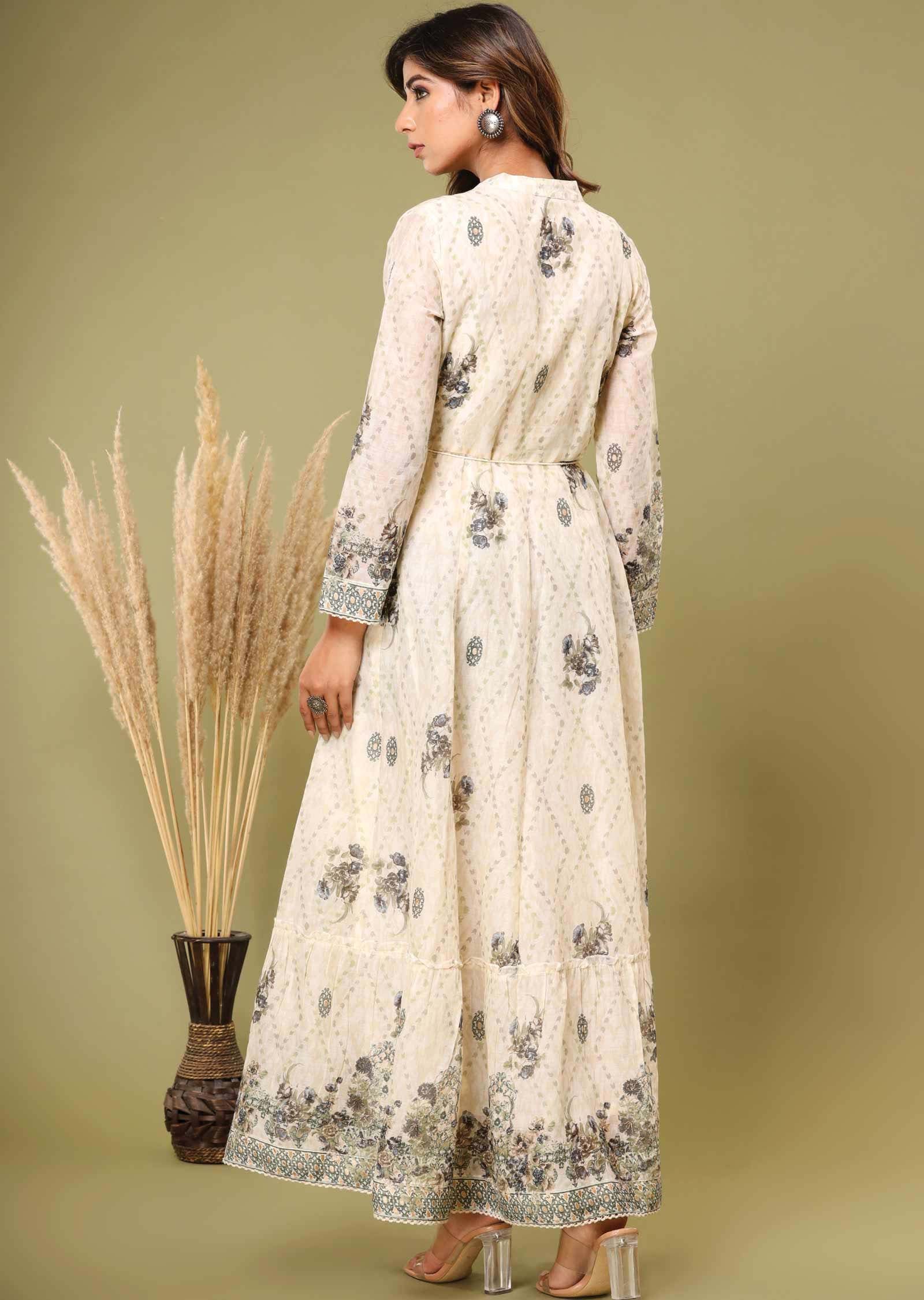 Cream Cotton Long Dress