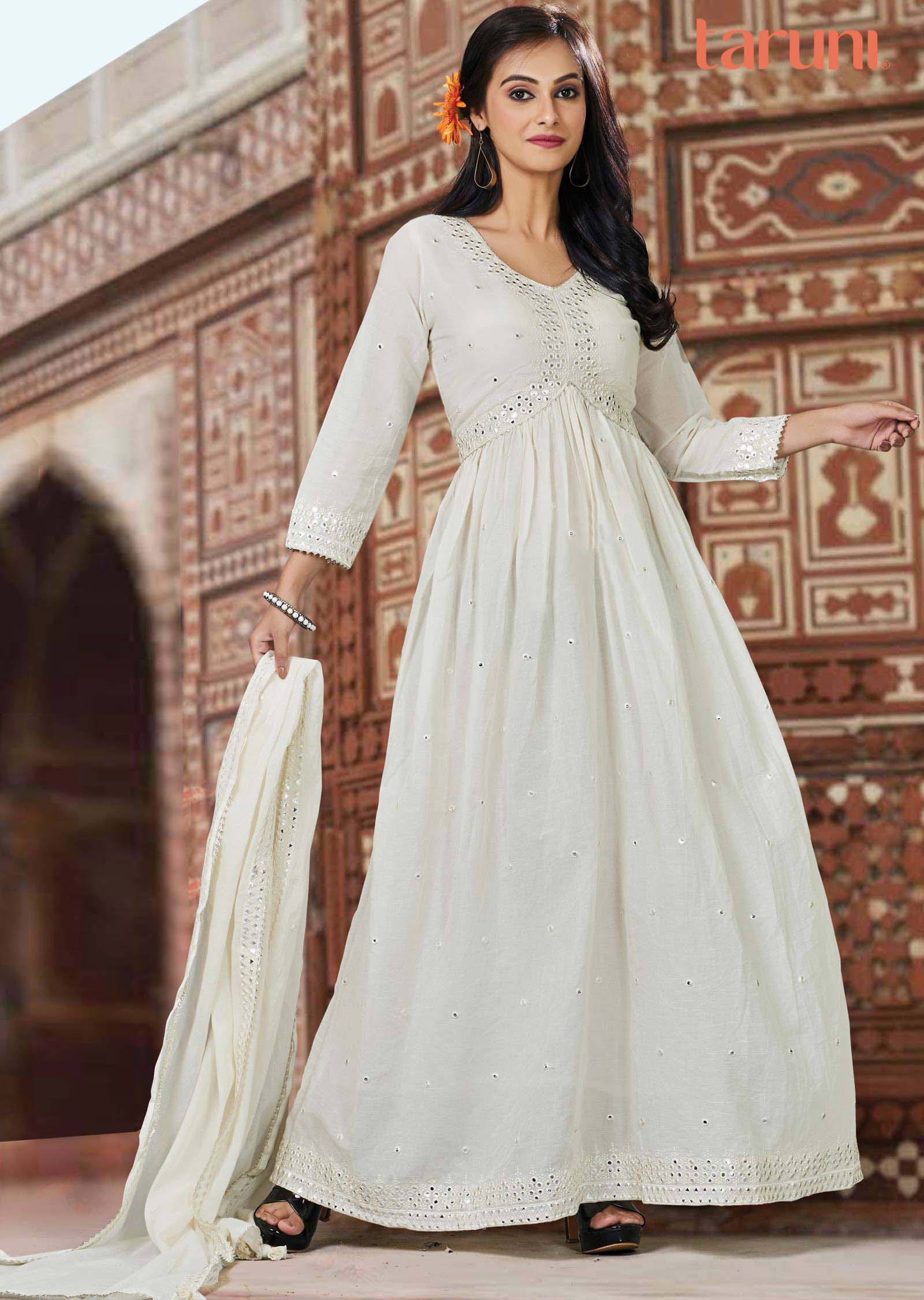 Off White Cotton Long Dress