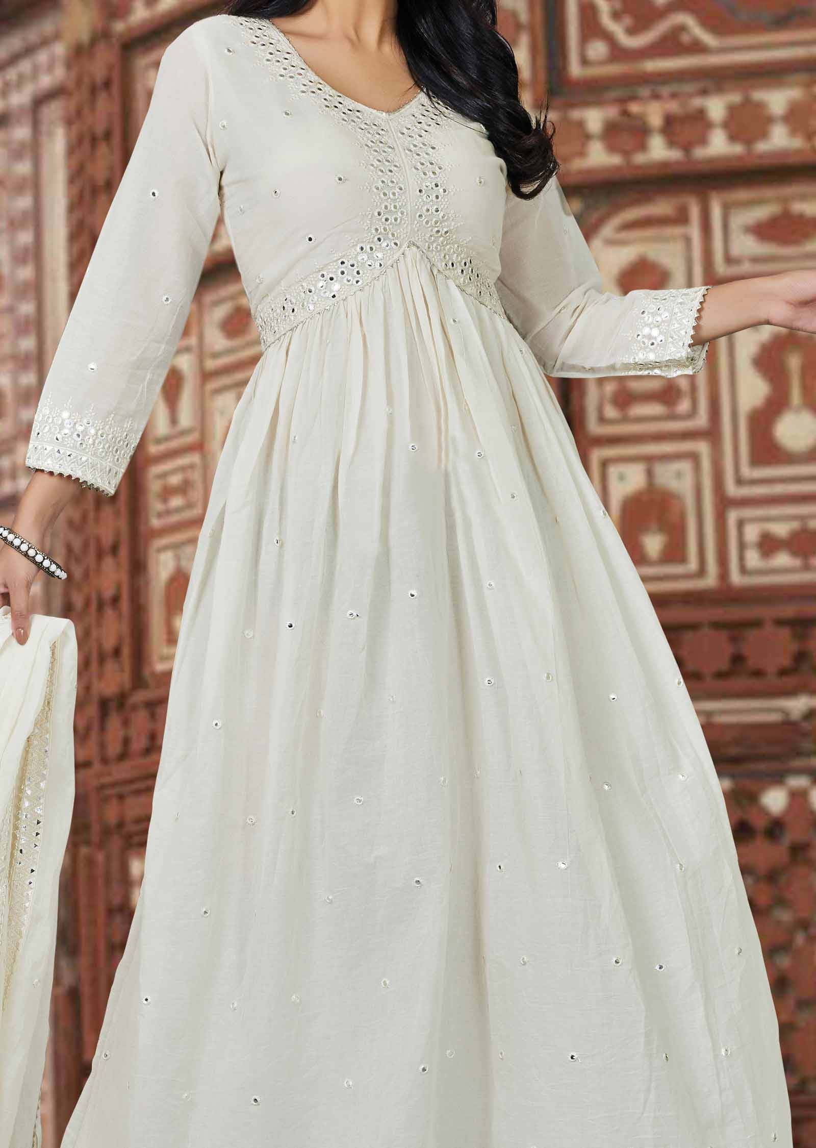 Off White Cotton Long Dress