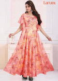 Coral georgette Long Dress