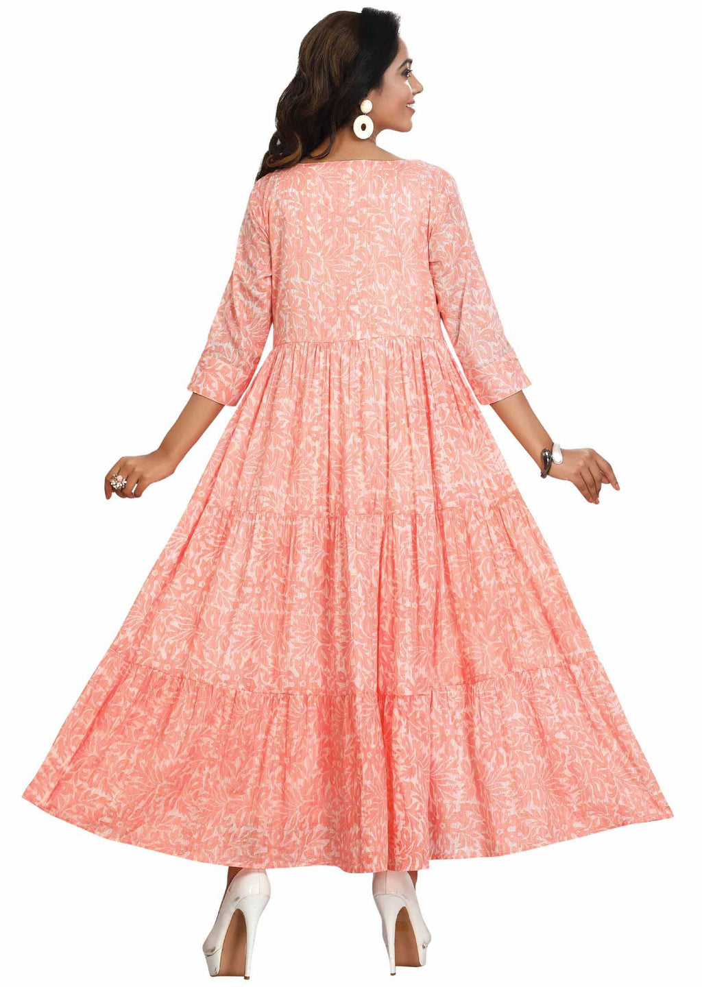 Peach Cotton Long Dress