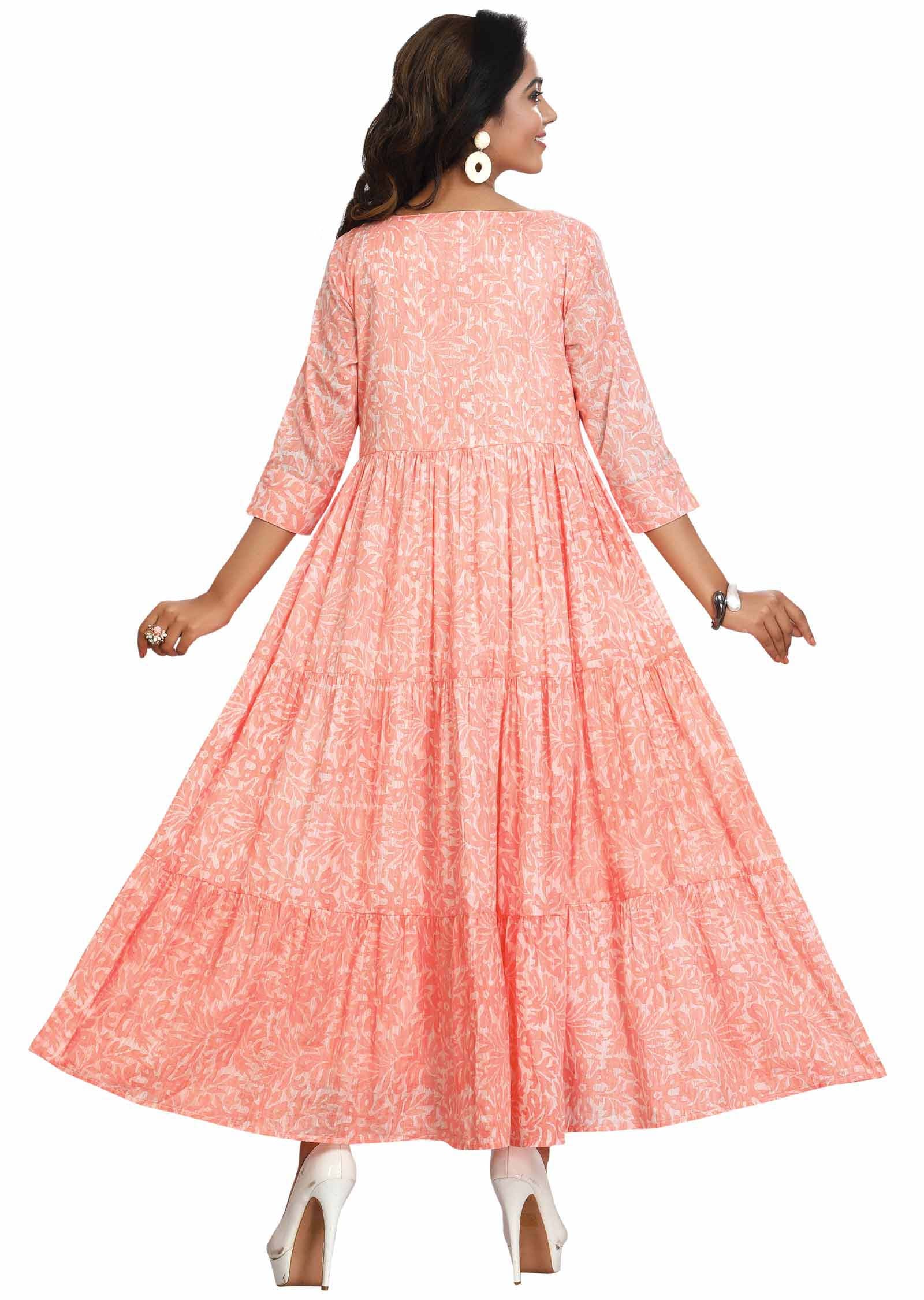 Peach Cotton Long Dress