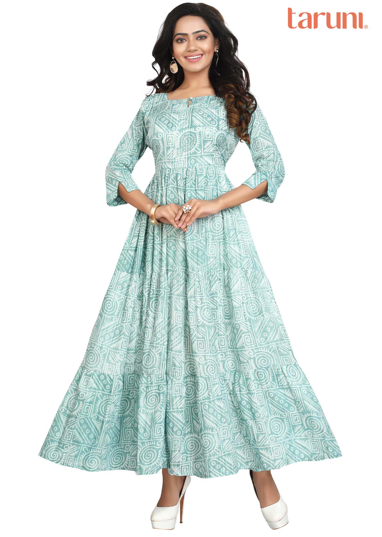 Dusty Green Cotton Long Dress