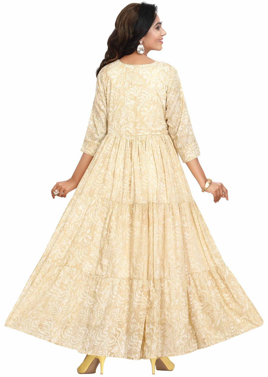 Beige Cotton Long Dress