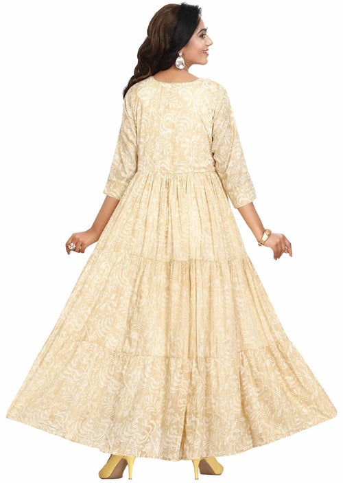 Beige Cotton Long Dress