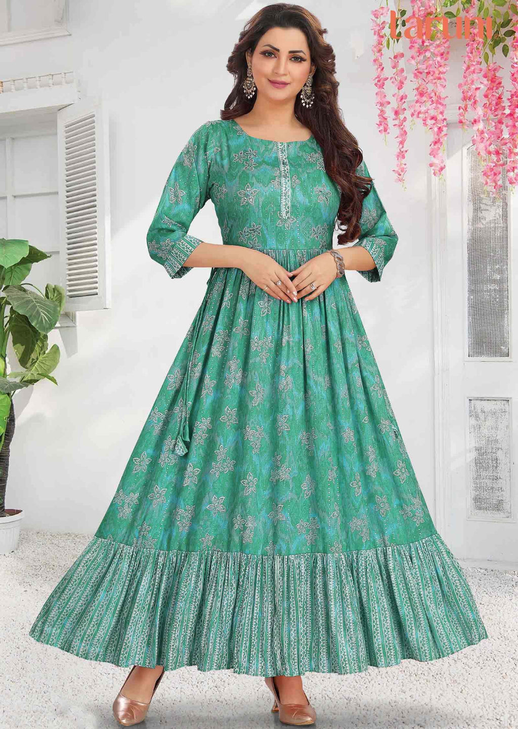 Sea Blue Reyon Long Dress