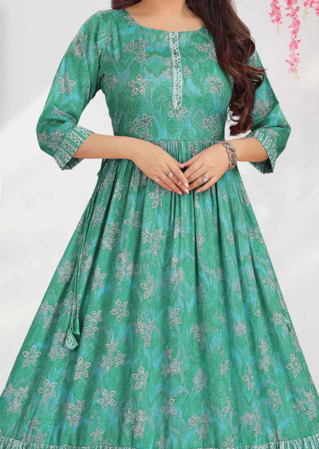Sea Blue Reyon Long Dress