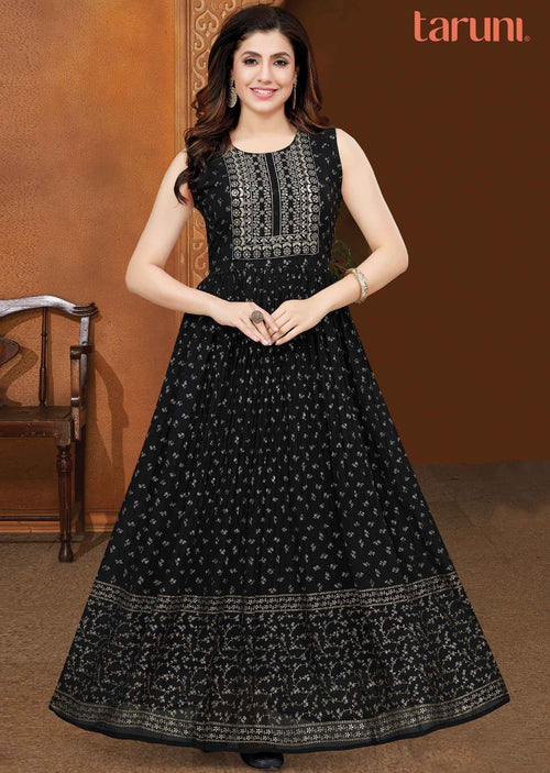 Black Georgette Long Dress