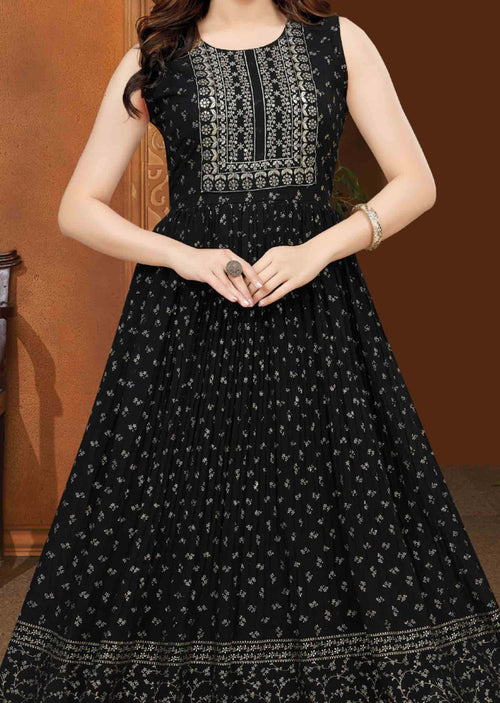 Black Georgette Long Dress