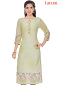 Lemon yellow Dola Silk Straight Cut Kurti