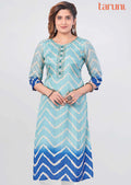 Light Sea Green Muslin Zardosi & Embroidered Straight Cut Kurti