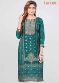 Green Banaras Printed Straight Cut Kurti
