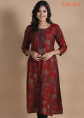 Maroon Muslin Kurti Straight Cut