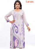 Lavender Straight Cut Kurti with Sequence & Mirror Work