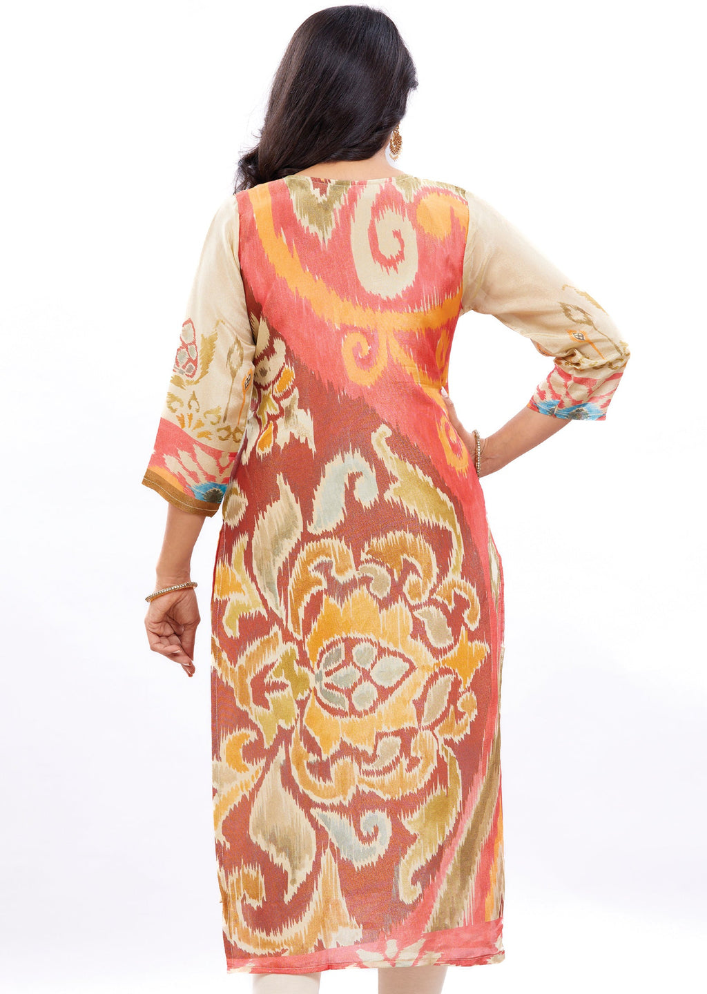 Multi Color Tissue Silk Straight Cut Kurti with Zardosi Work