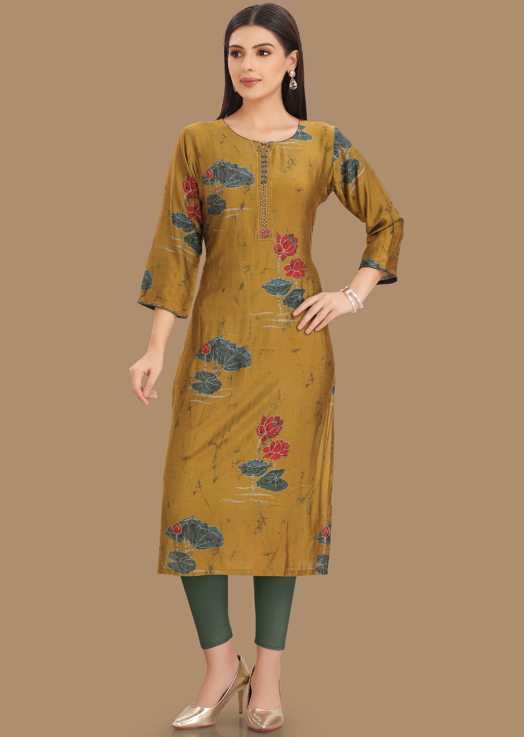 Mustard Modal Straight Cut Kurti