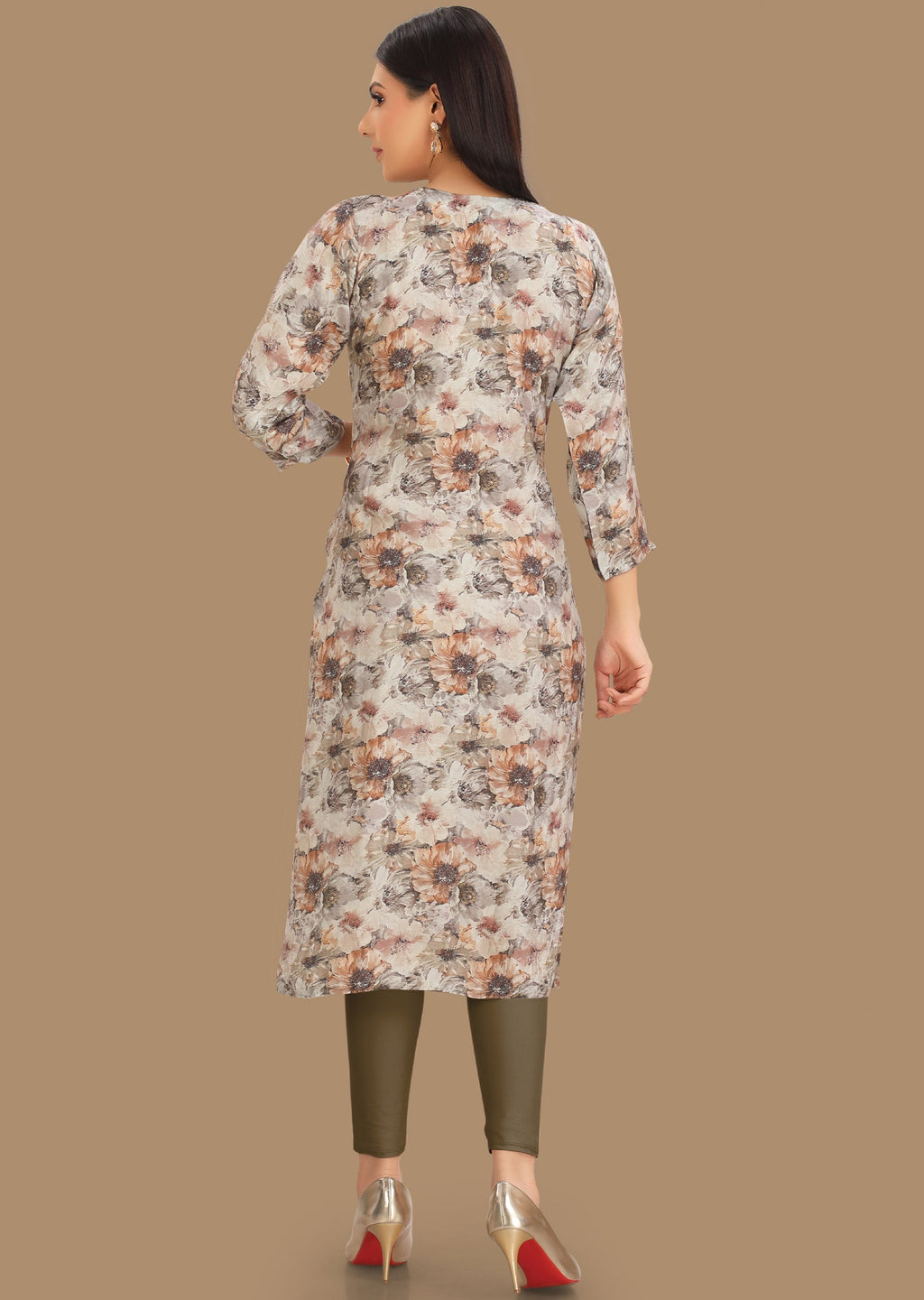 Light Grey Muslin Straight Cut Kurti