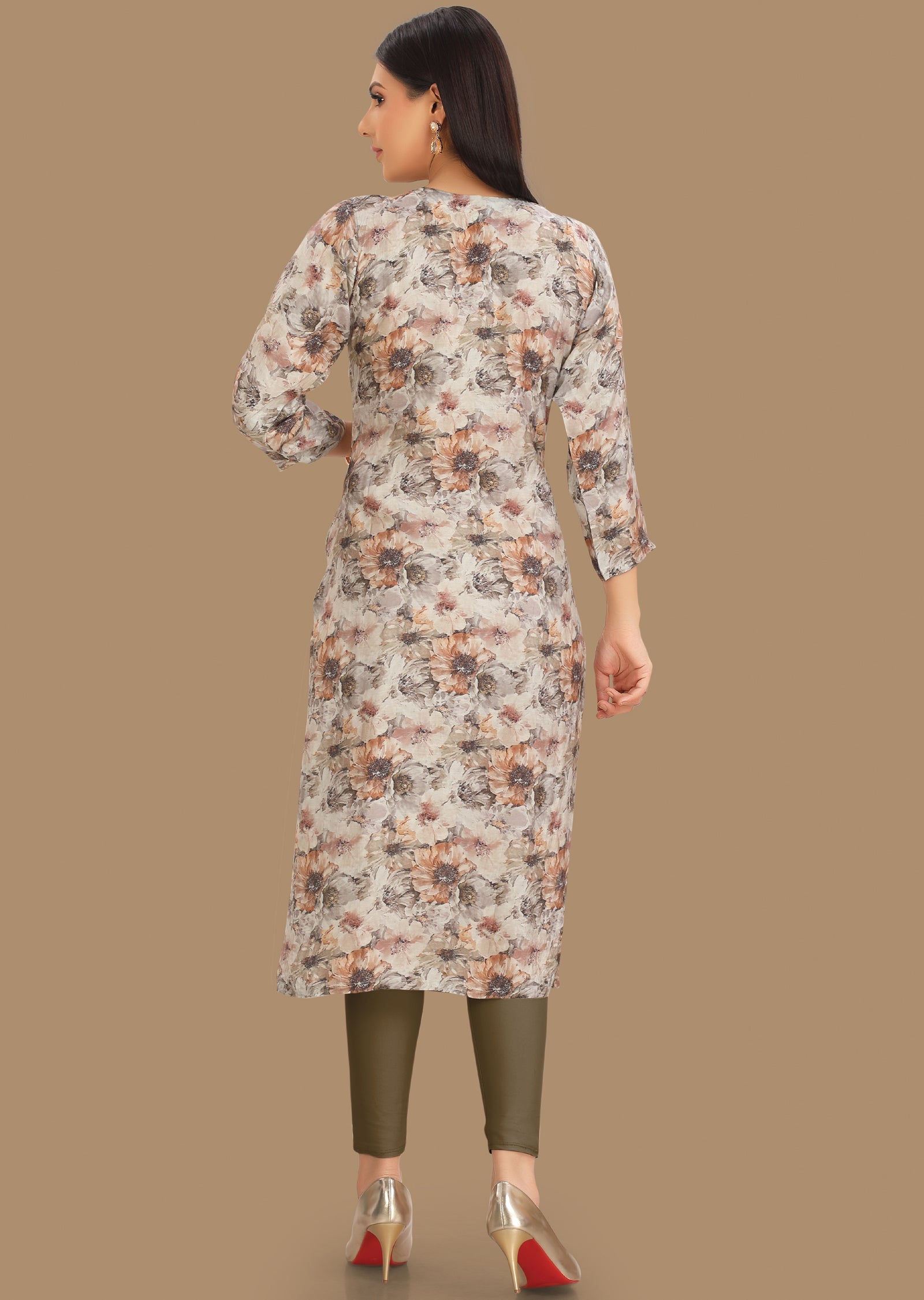 Light Grey Muslin Straight Cut Kurti