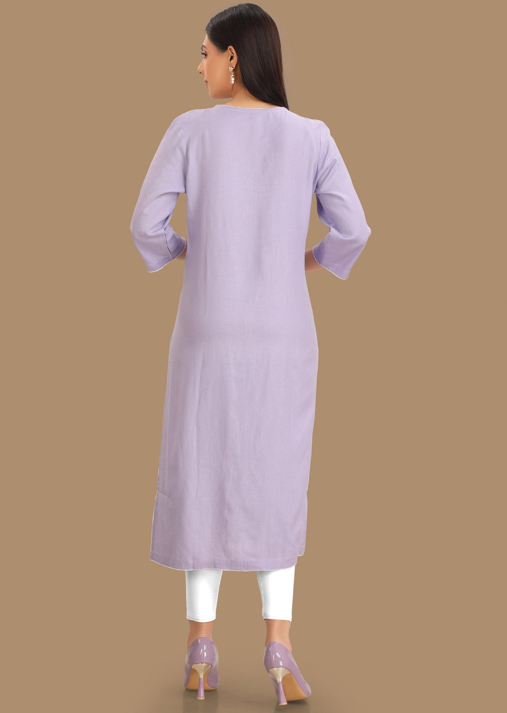 Lavender Linen Straight Cut Kurti