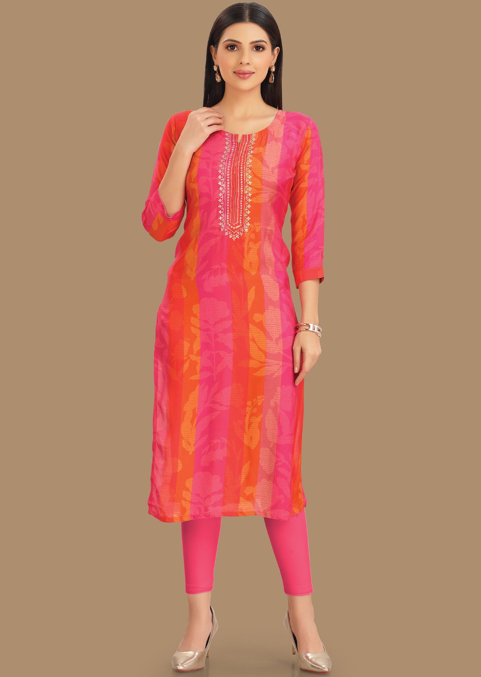 Multi Color Muslin Straight Cut Kurti